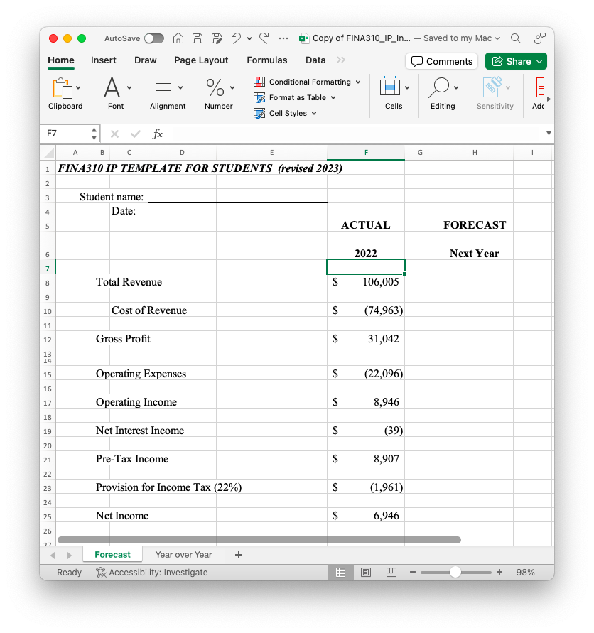 AutoSave O A A > > v ... : Copy of FINA310_IP_In.