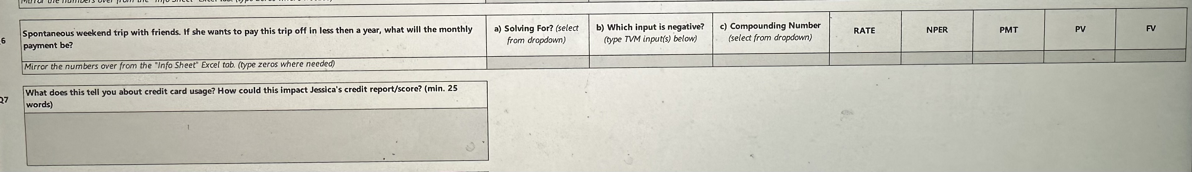 I just need help solving Q6 chart please ! The