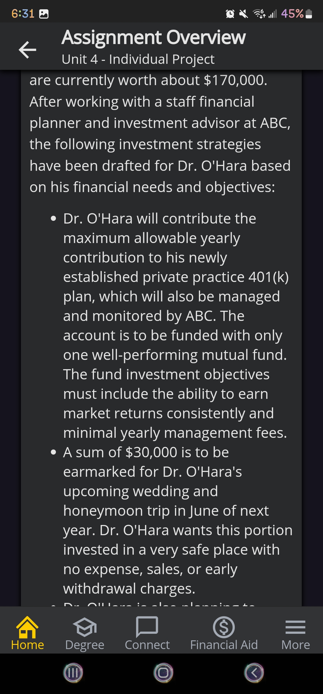 6:31 all 45% Assignment Overview Unit 4 -