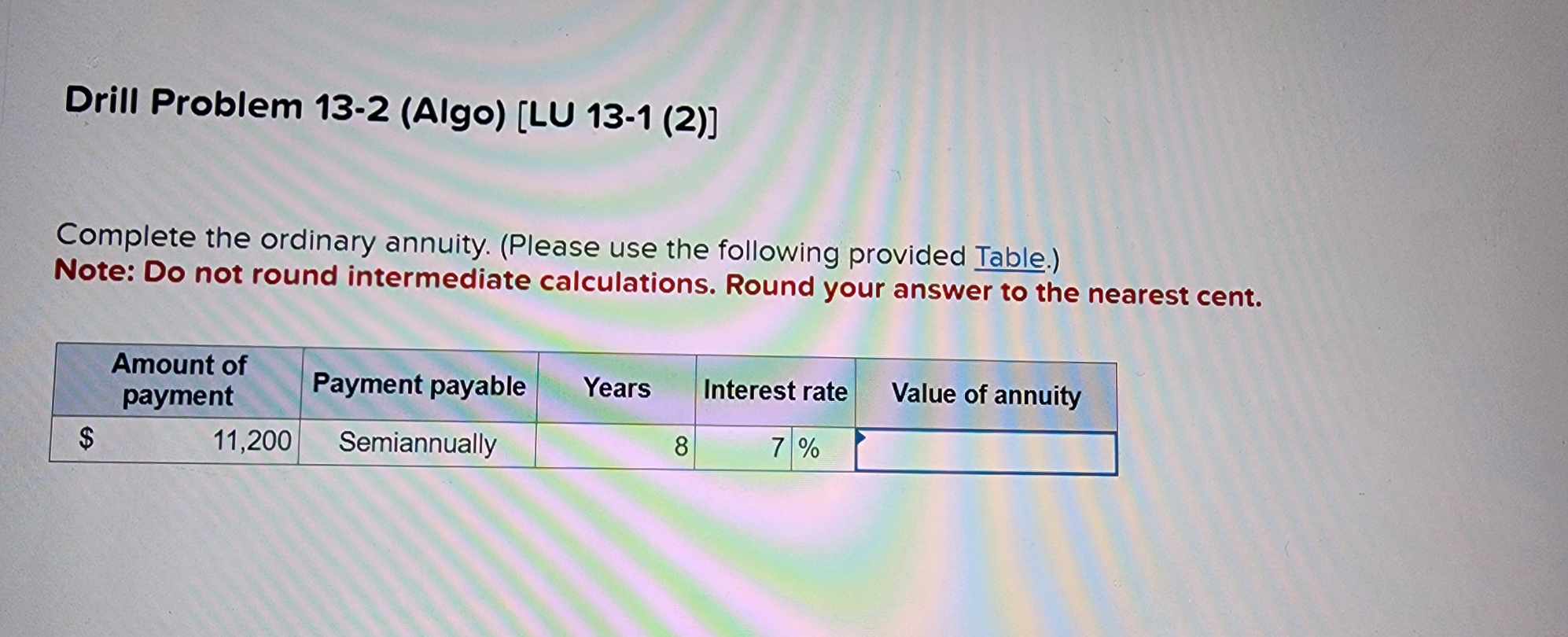 Future value interest factor of an ordinary