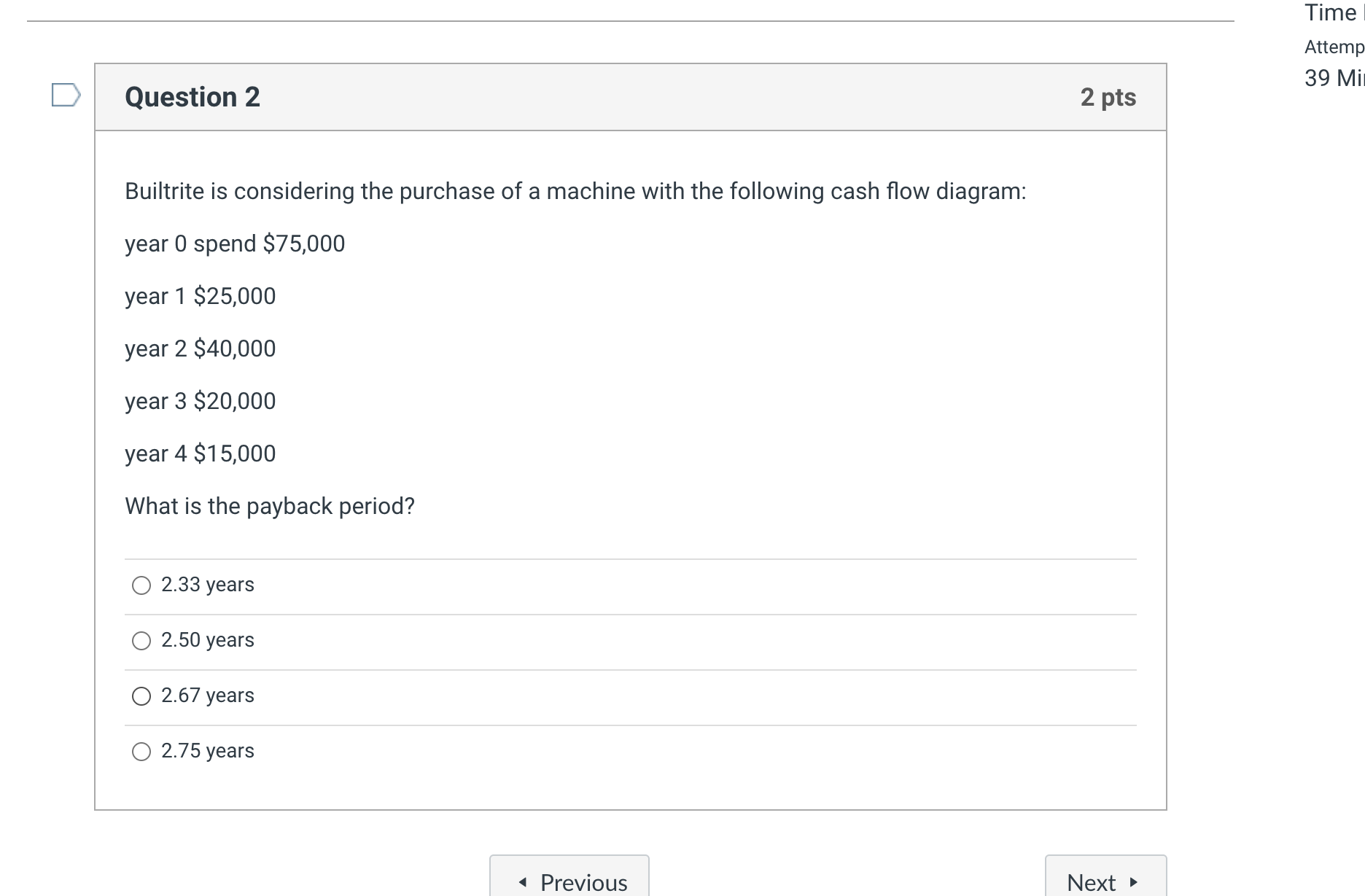 Timel Attemp 39 Mil Question 2 2 pts Builtrite is