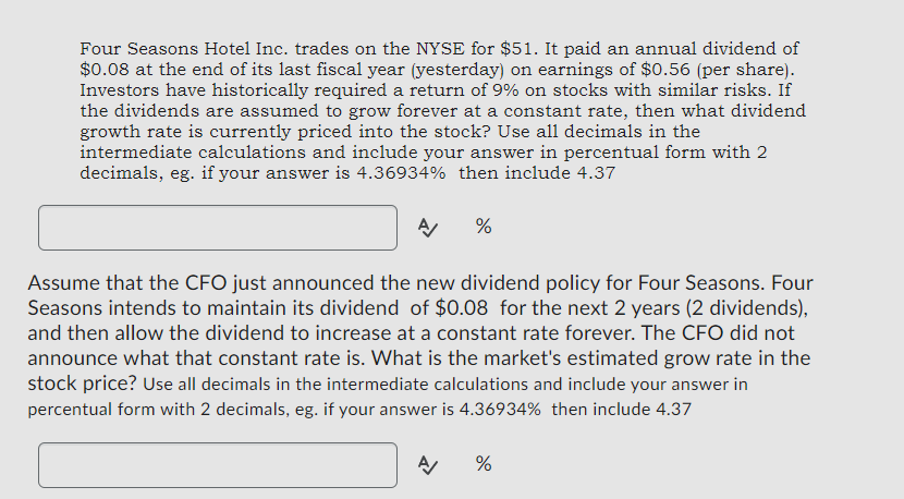 Four Seasons Hotel Inc. trades on the NYSE for