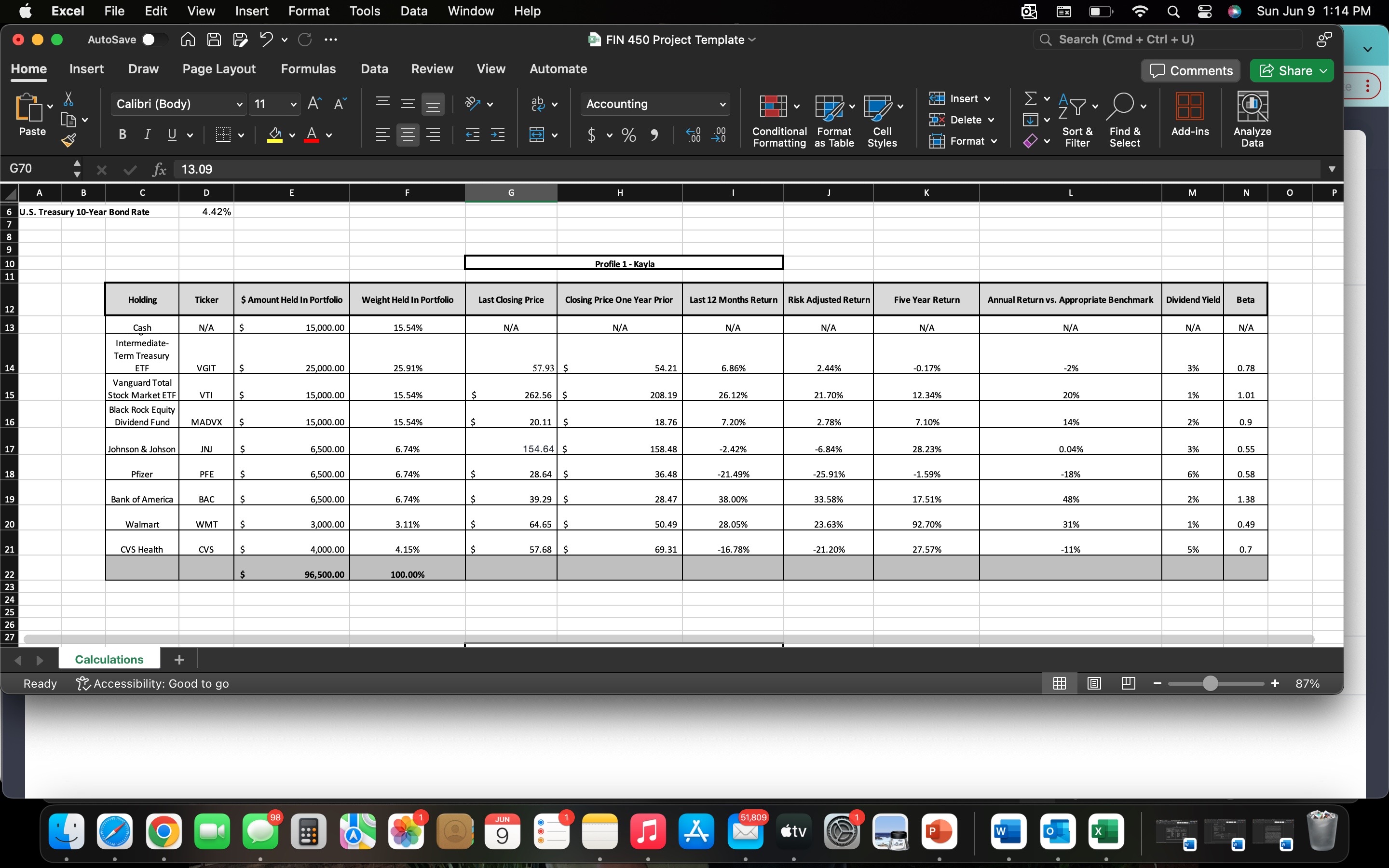 Interpret a client's current portfolio to