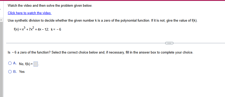 ans Watch the video and then solve the problem