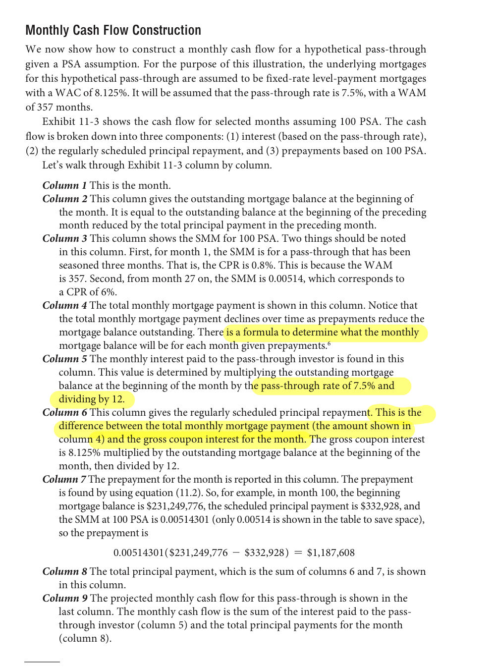 Monthly Cash Flow Construction We now show how to