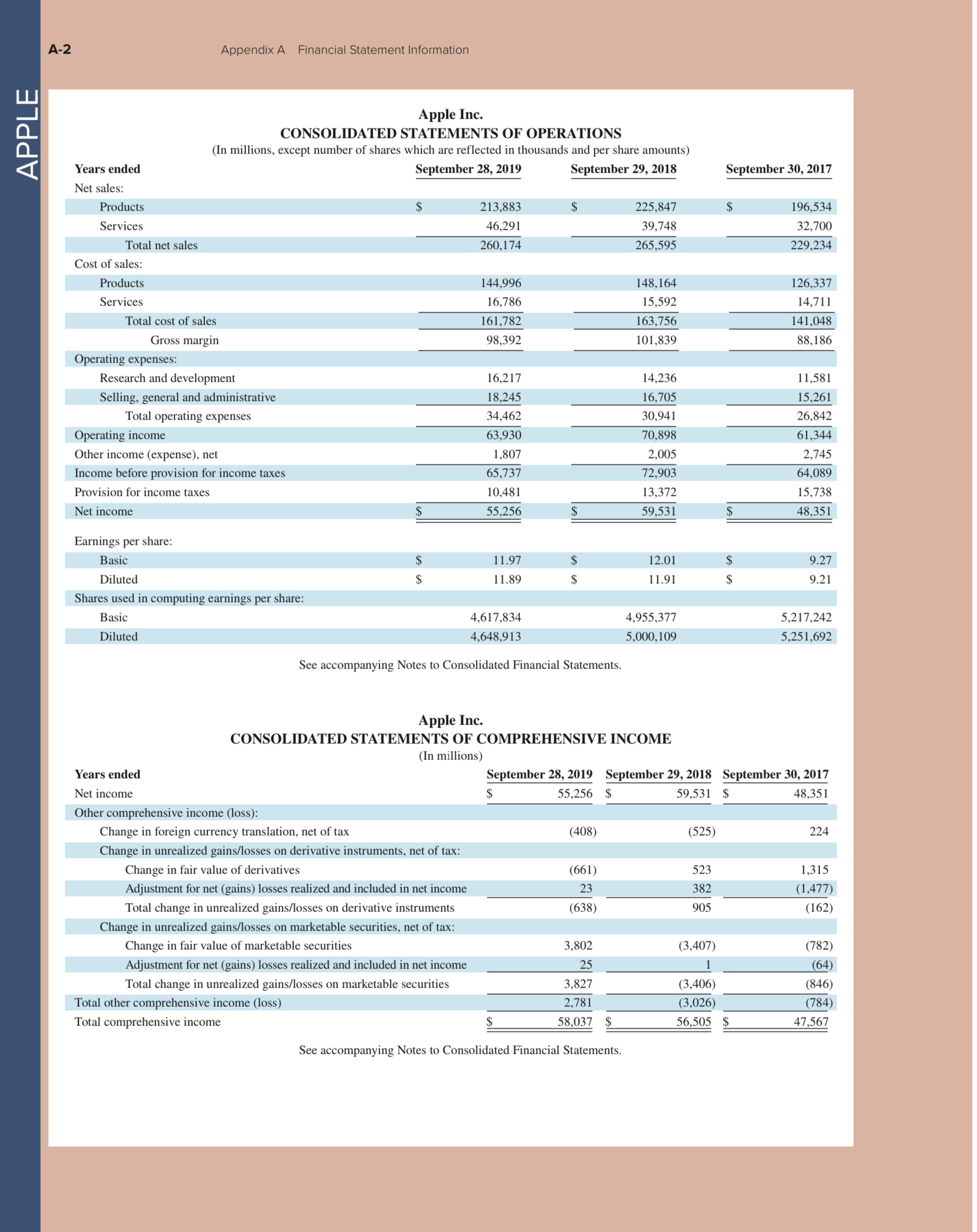 Using Apple's financial statement information