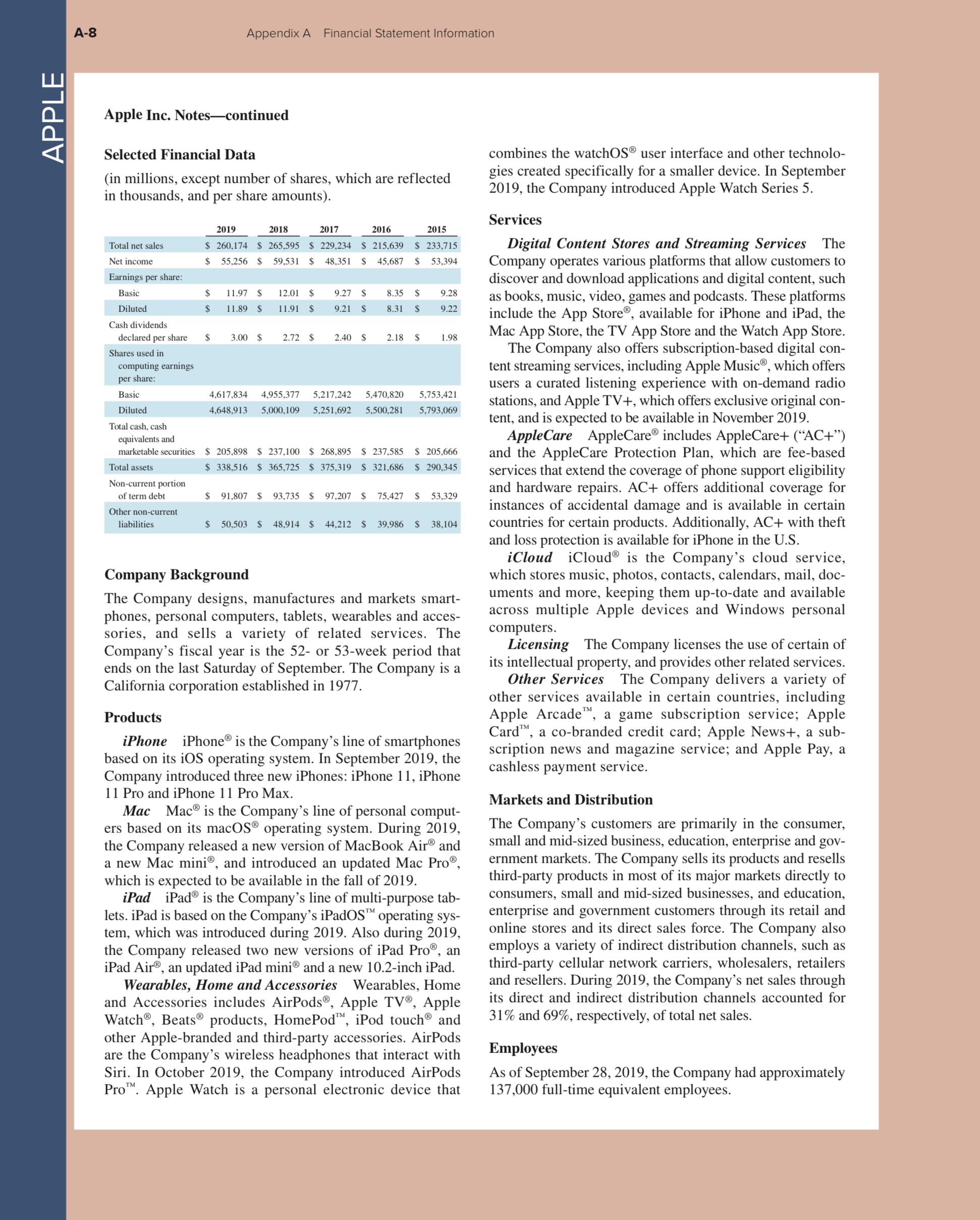 Using Apple's financial statement information