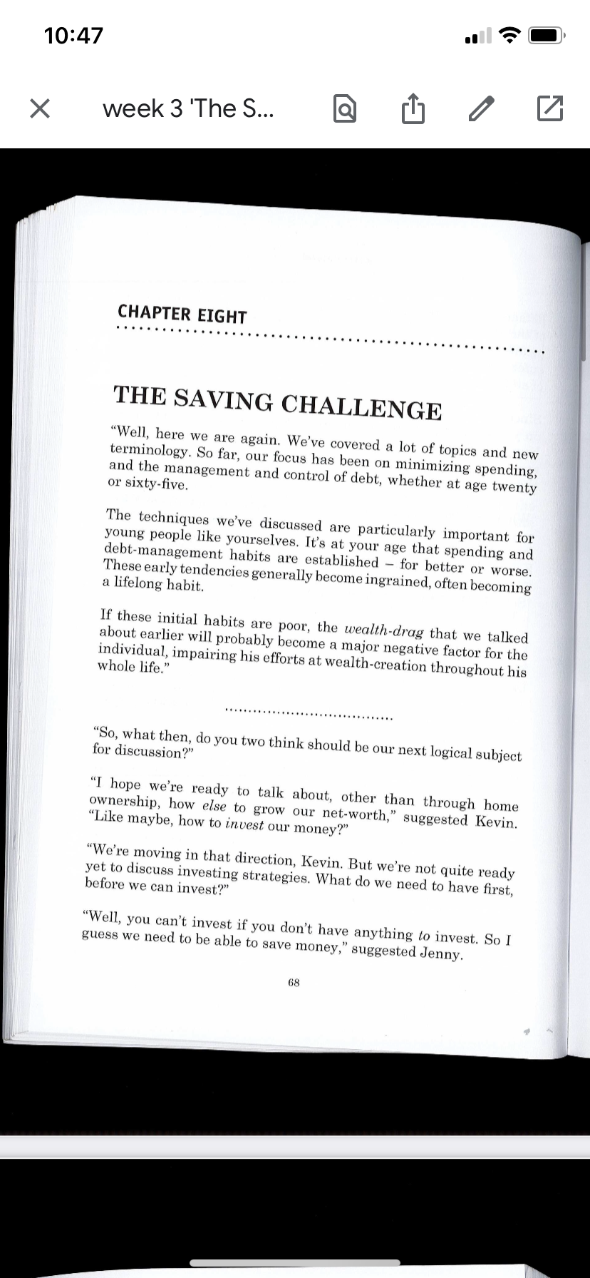 Please read a short chapterTHE SAVING