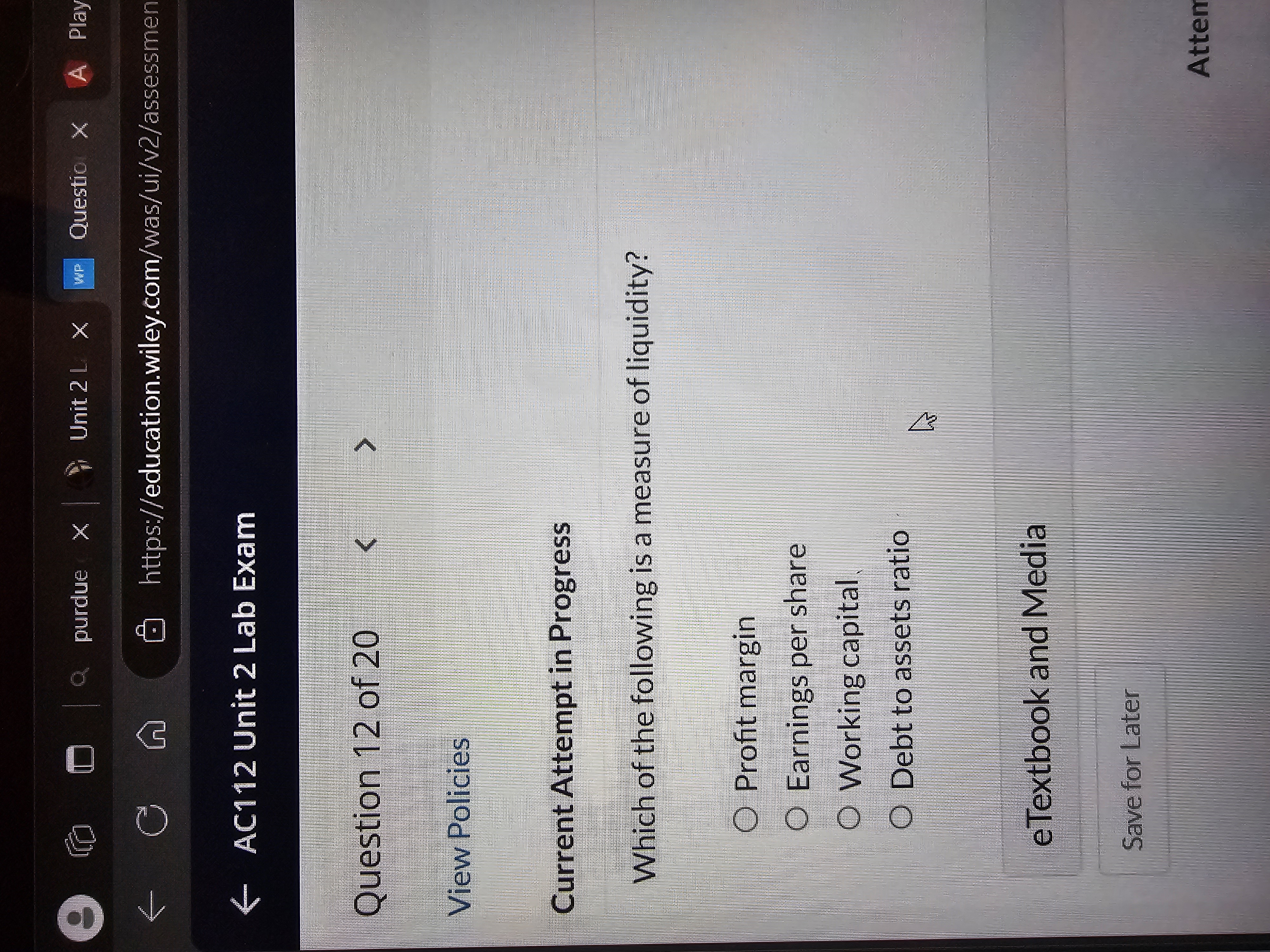 Q purdue x Unit 2 L X WP Question X A Play G