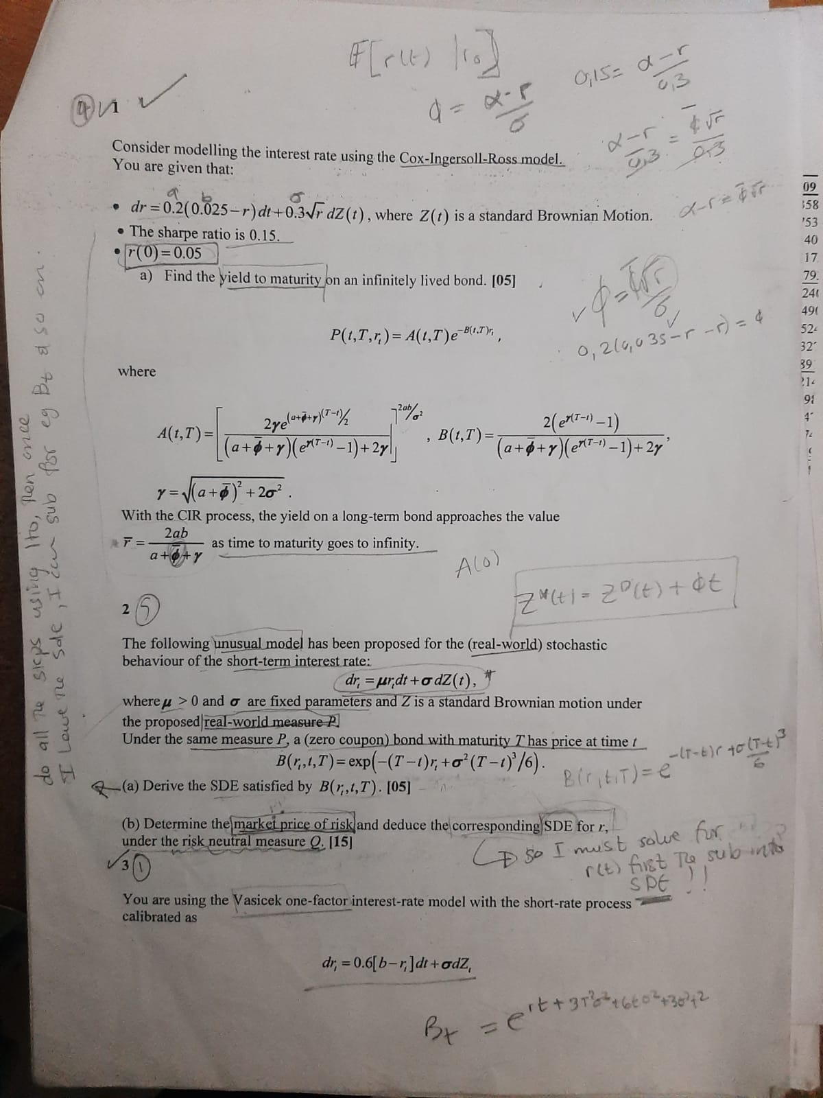 0,15 = d - r Consider modelling the interest rate