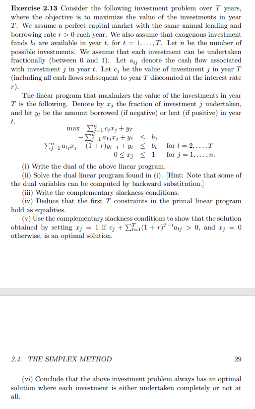 Exercise 2.13 Consider the following investment