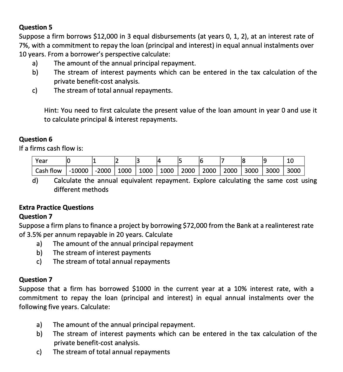 Exercises for loan calculations The calculations