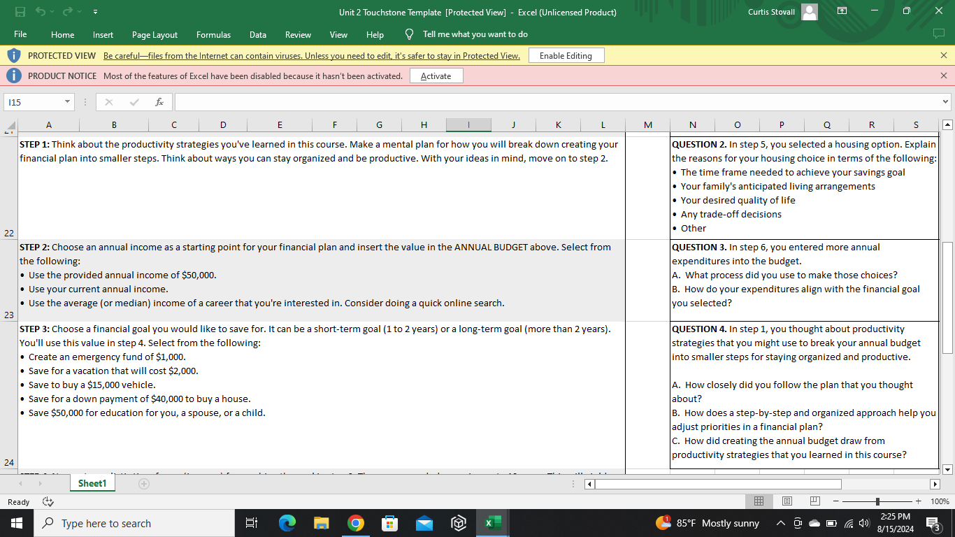 Unit 2 Touchstone Template [Protected View] -
