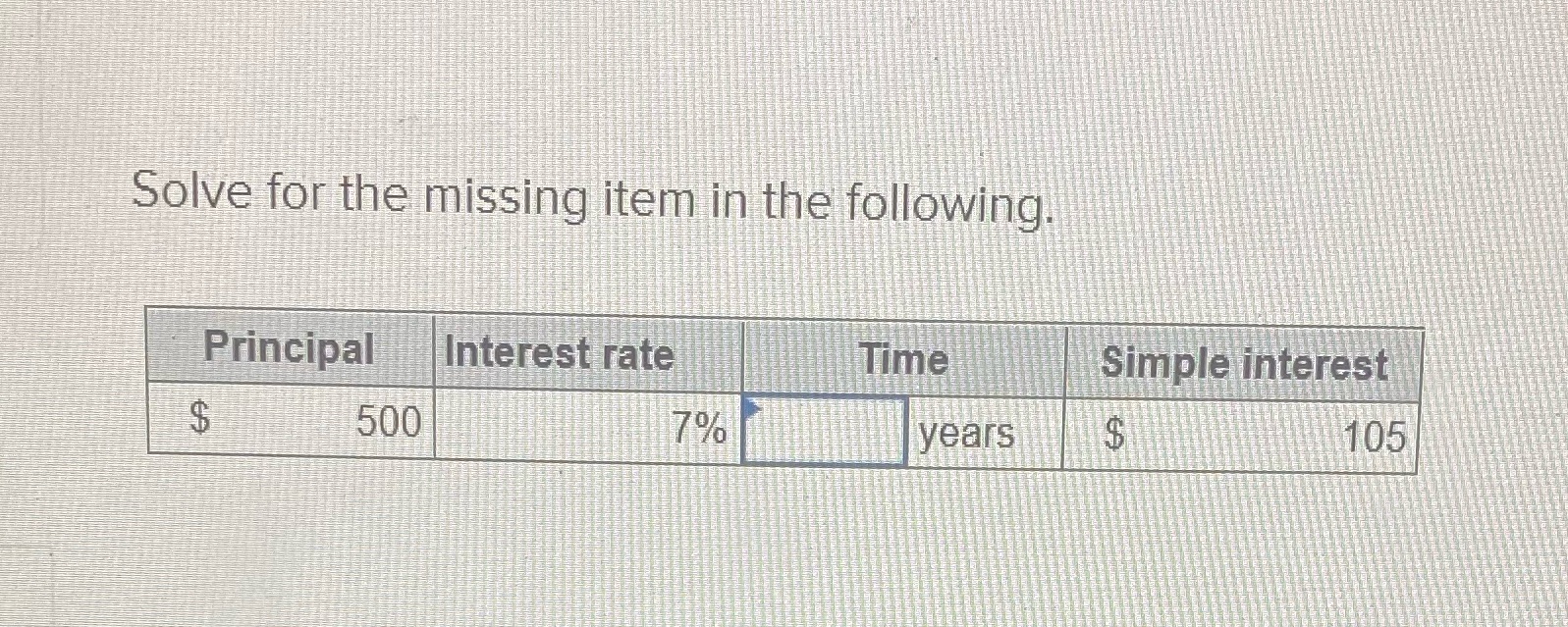 Solve for the missing item in the following.