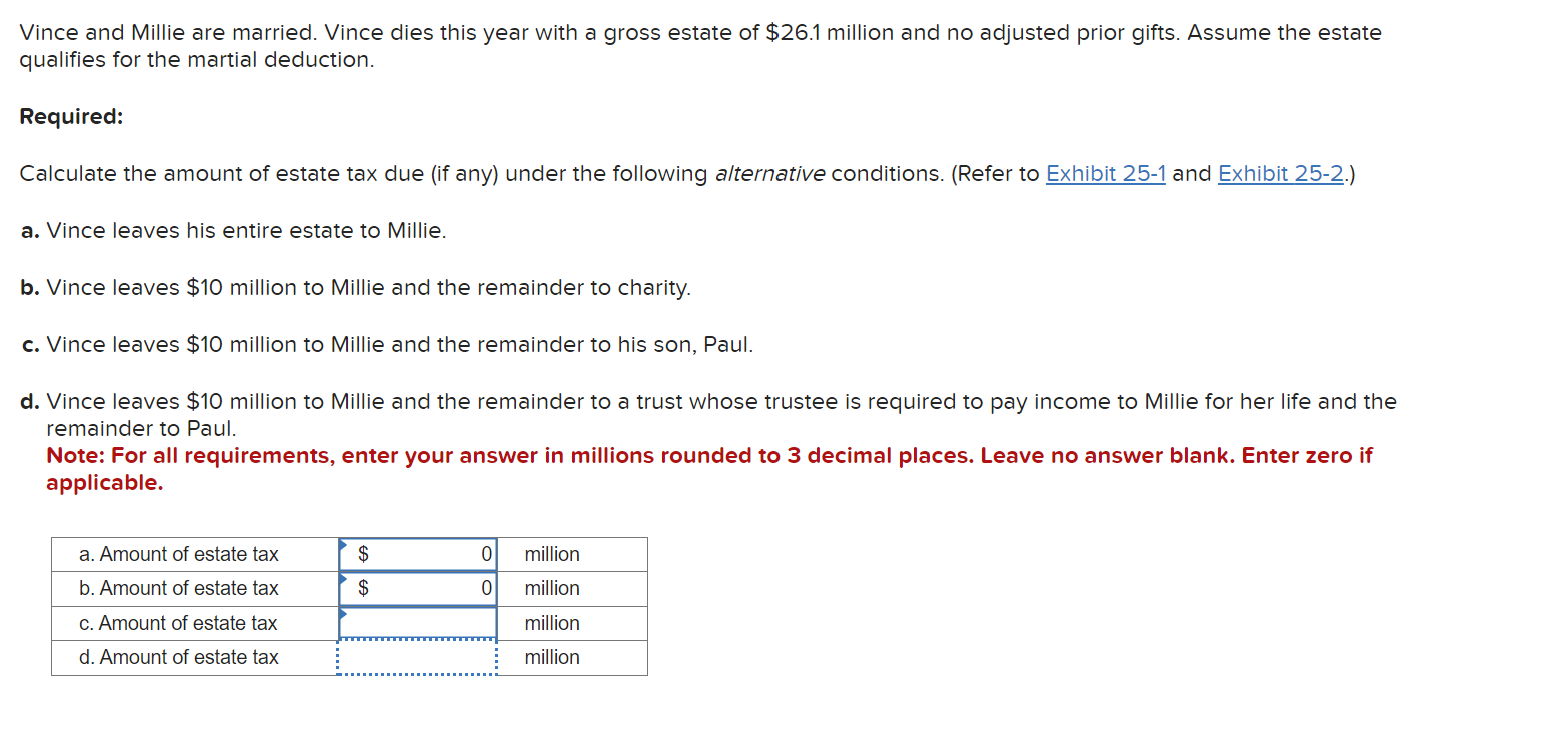 Vince and Millie are married. Vince dies this