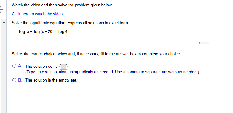 ans Watch the video and then solve the problem
