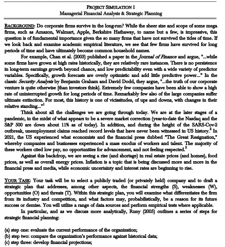 PROJECT SIMULATION 1 Managerial Financial