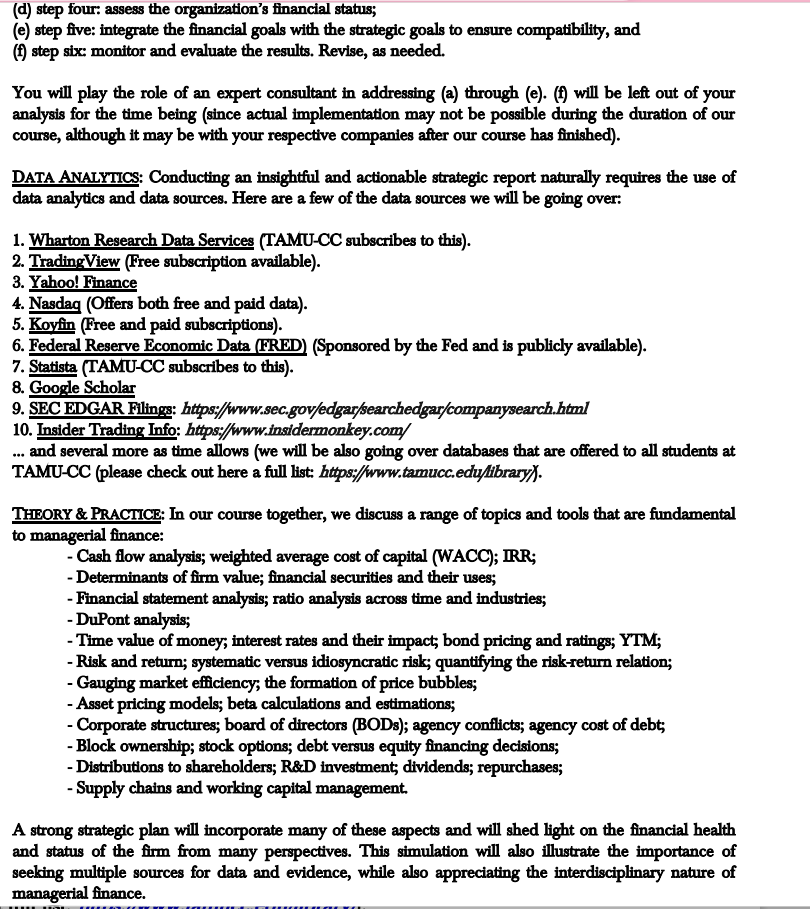PROJECT SIMULATION 1 Managerial Financial