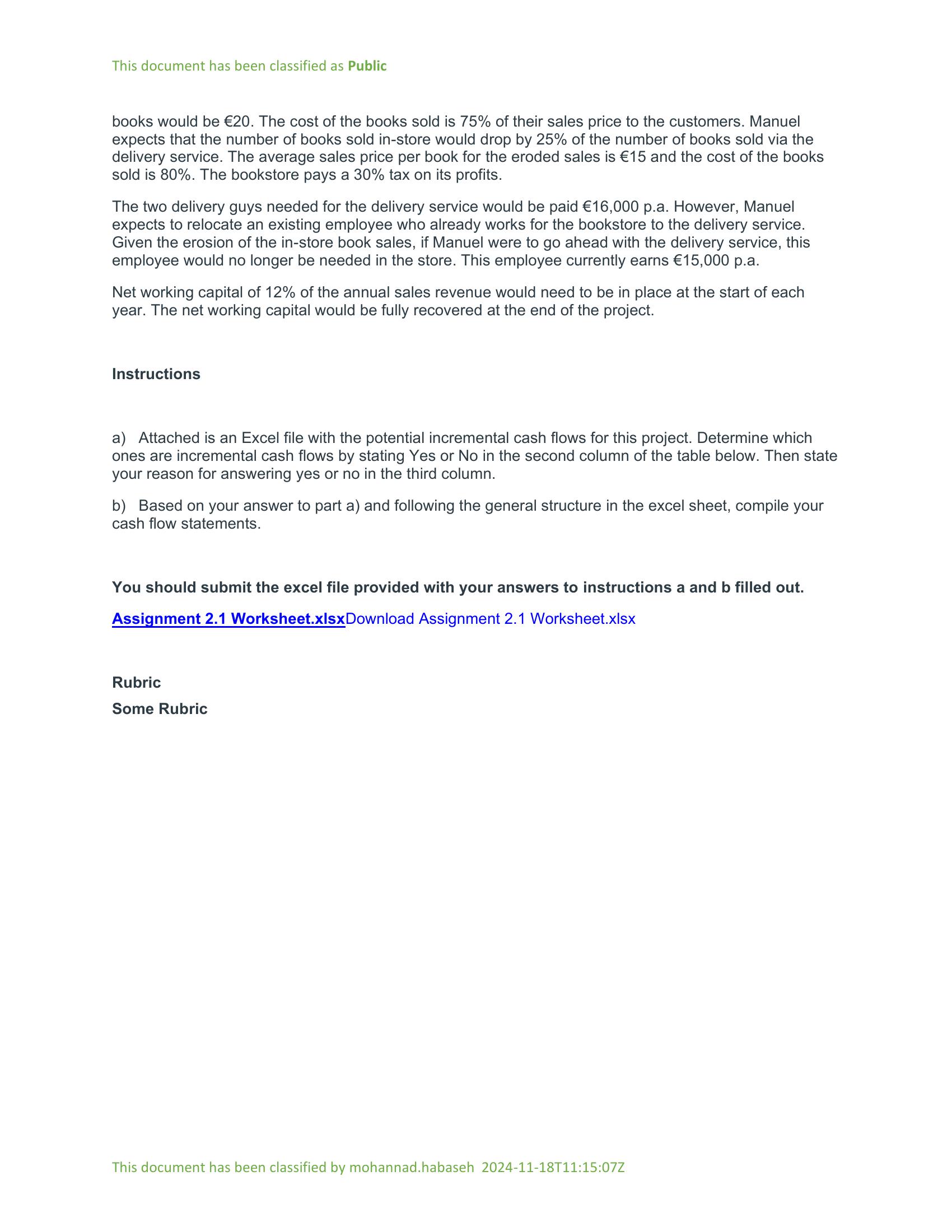 This document has been classified as Public PART