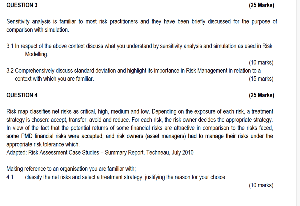 QUESTION 1 (25 Marks) 1.1 In risk modelling,