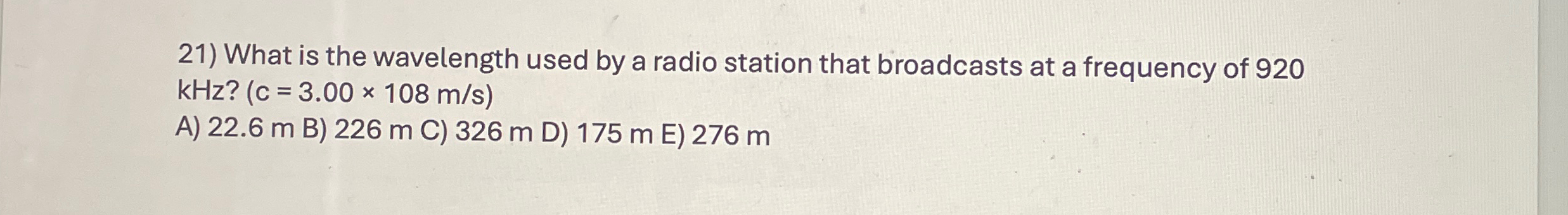 What is the wavelength used by a radio station