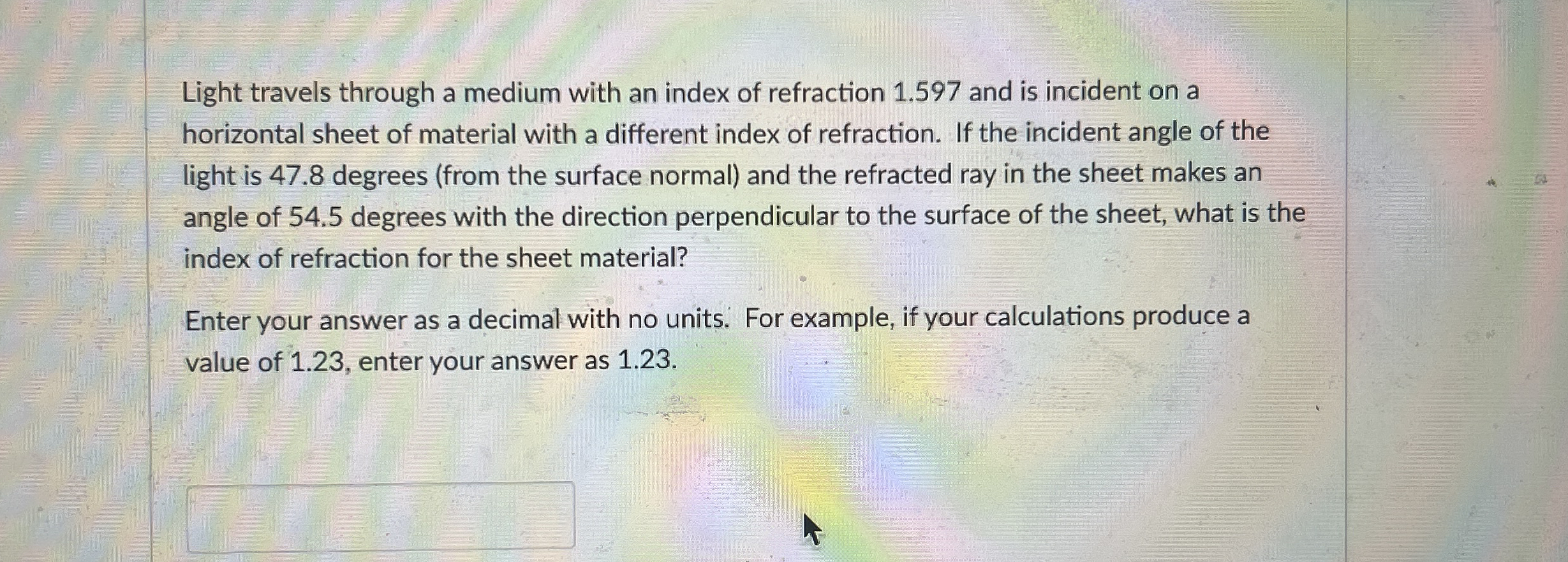 Light travels through a medium with an index of