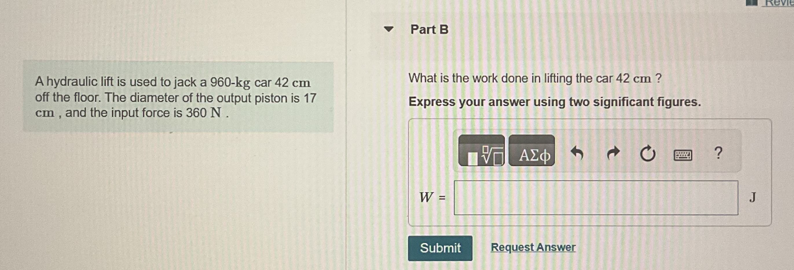 kevie A hydraulic lift is used to jack a 9 6 0 -