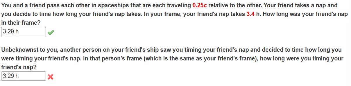 You and a friend pass each other in spaceships