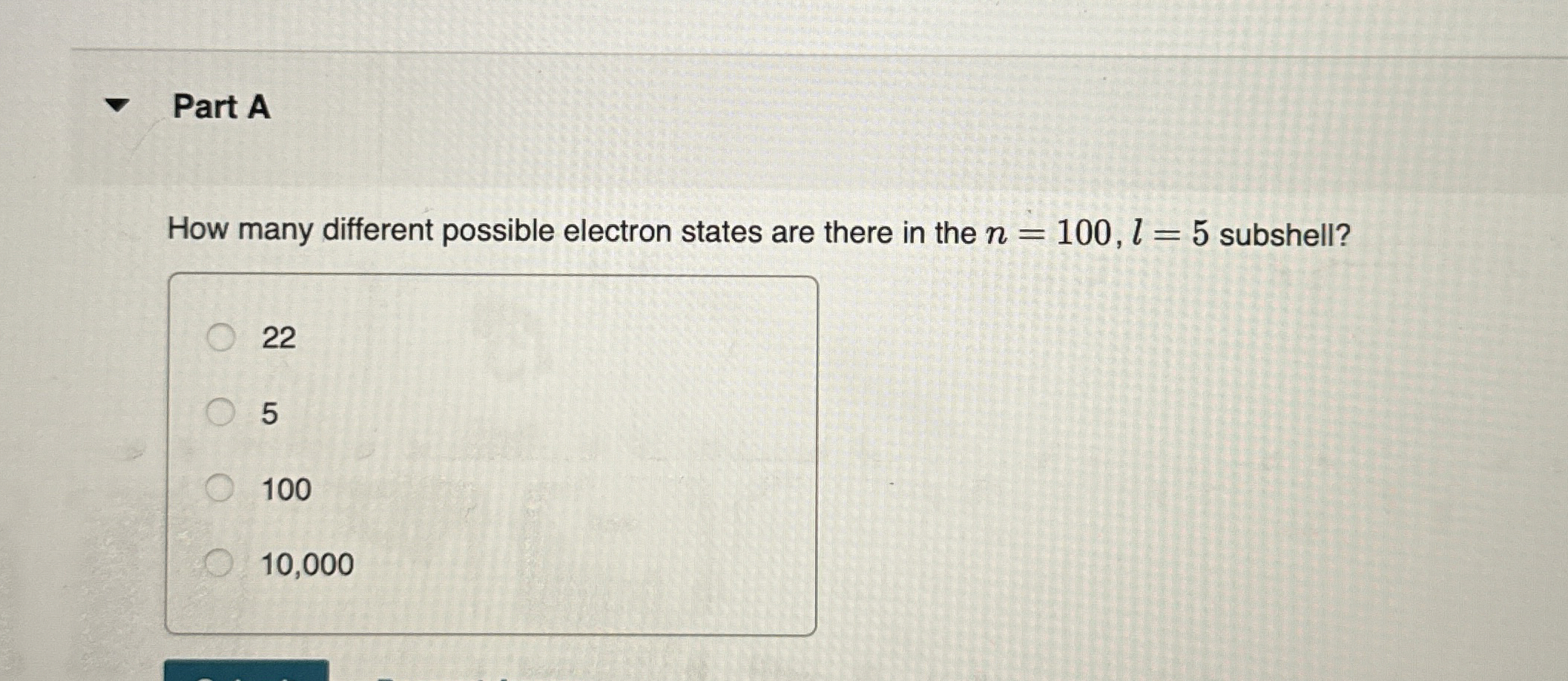 Part A How many different possible electron
