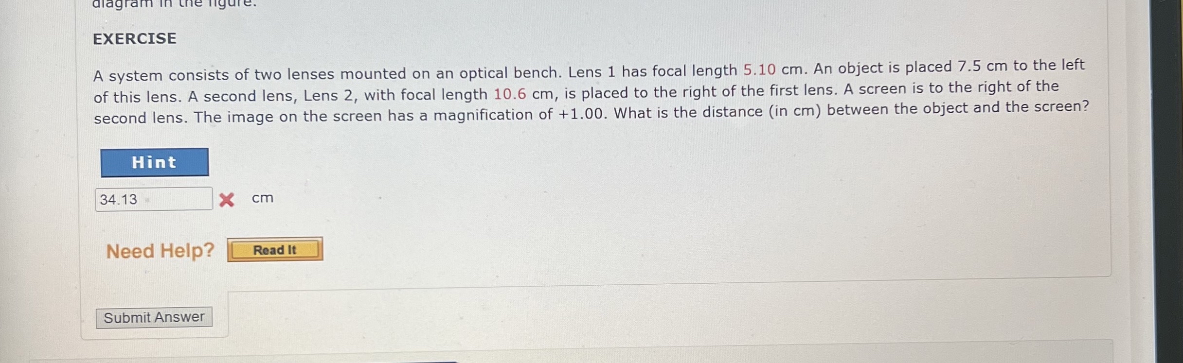 EXERCISE A system consists of two lenses mounted
