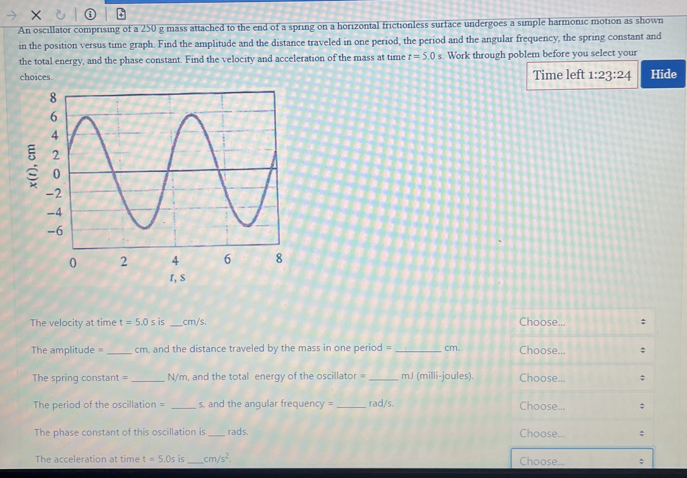 An oscillator comprising of a 2 5 0 g mass