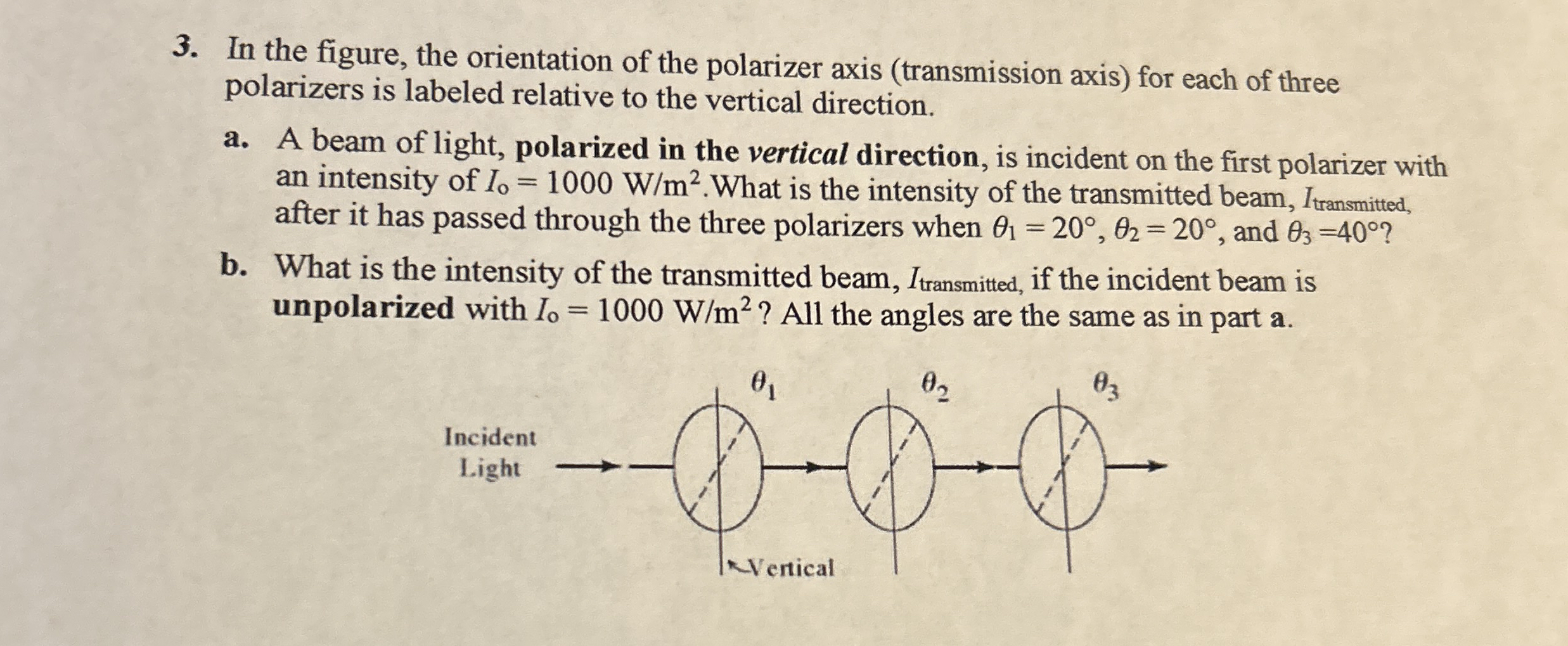 In the figure, the orientation of the polarizer