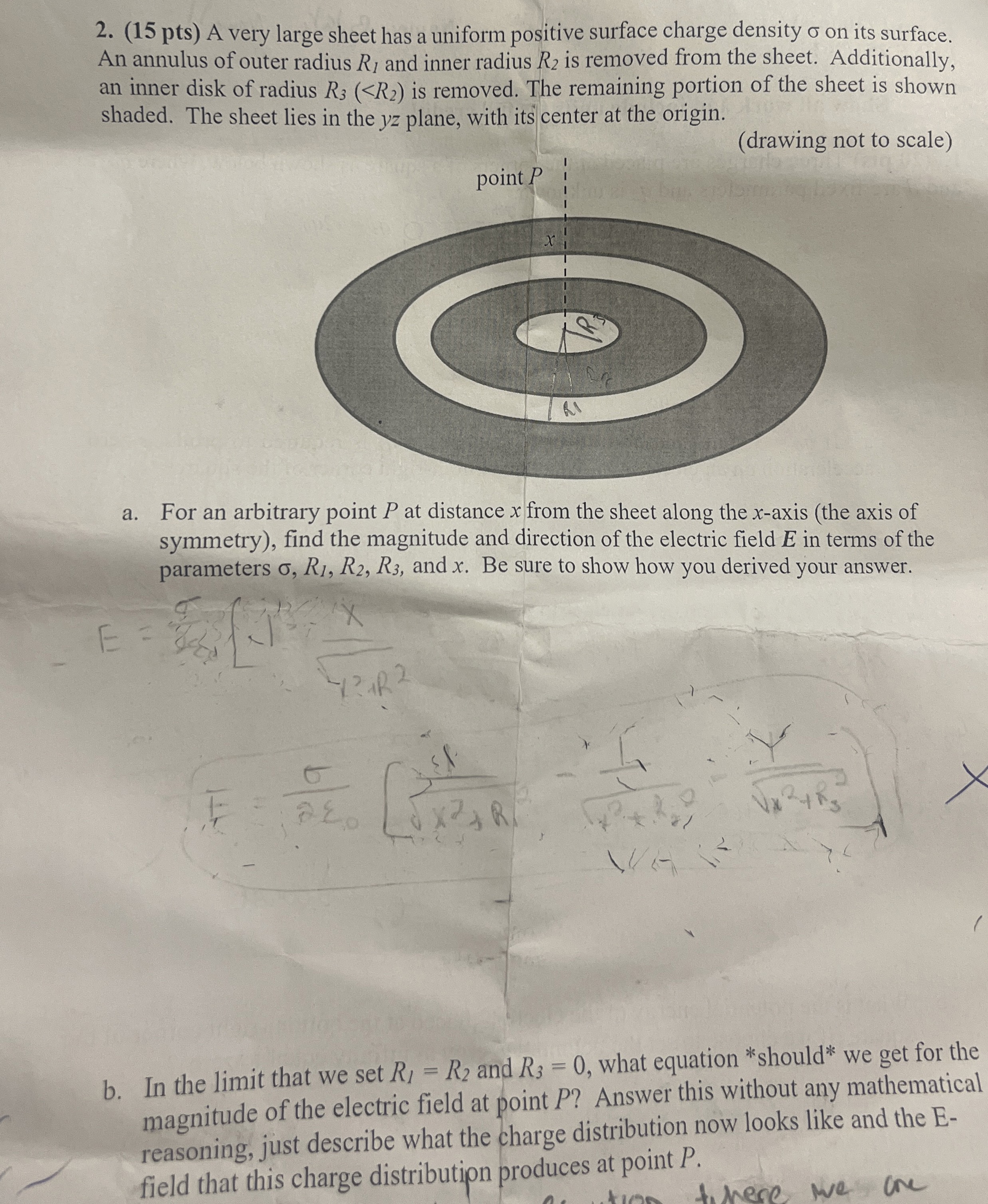 ( 1 5 p t s A very large sheet has a uniform