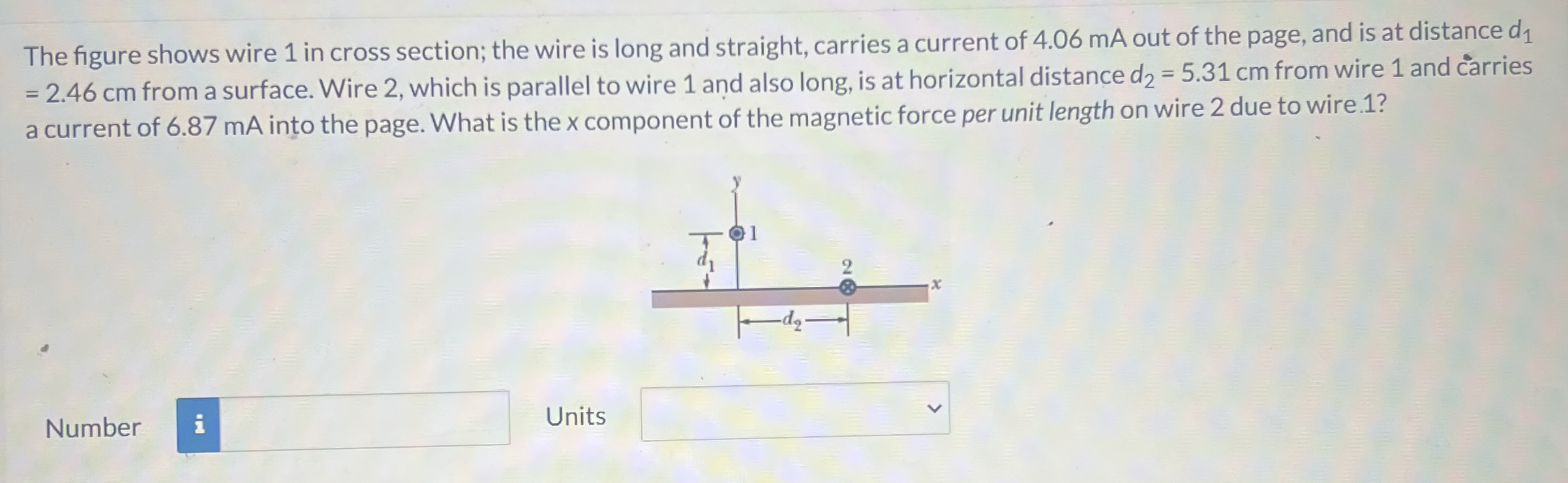 The figure shows wire 1 in cross section; the