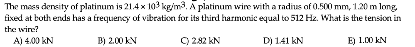 The mass density of platinum is 2 1 . 4 1 0 3 k g