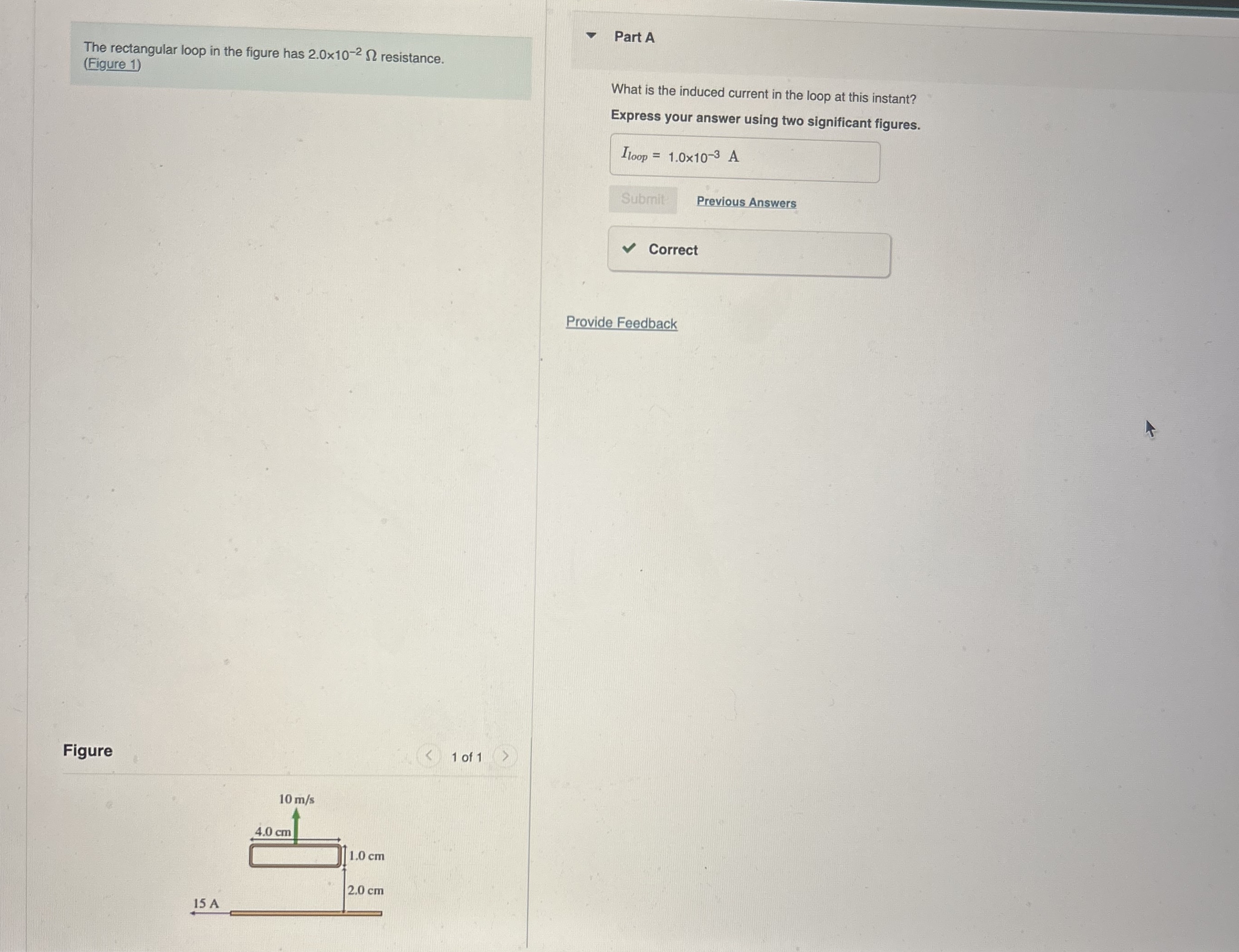 The rectangular loop in the figure has 2 . 0 1 0