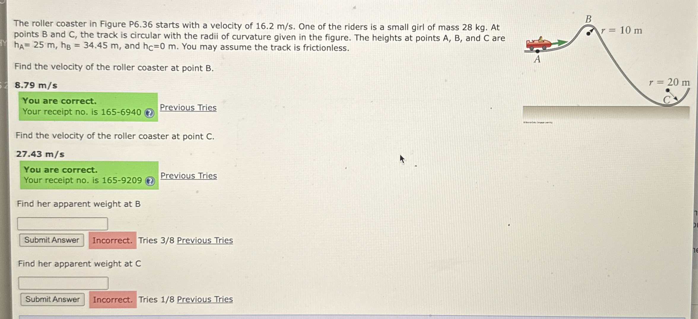 The roller coaster in Figure P 6 . 3 6 starts