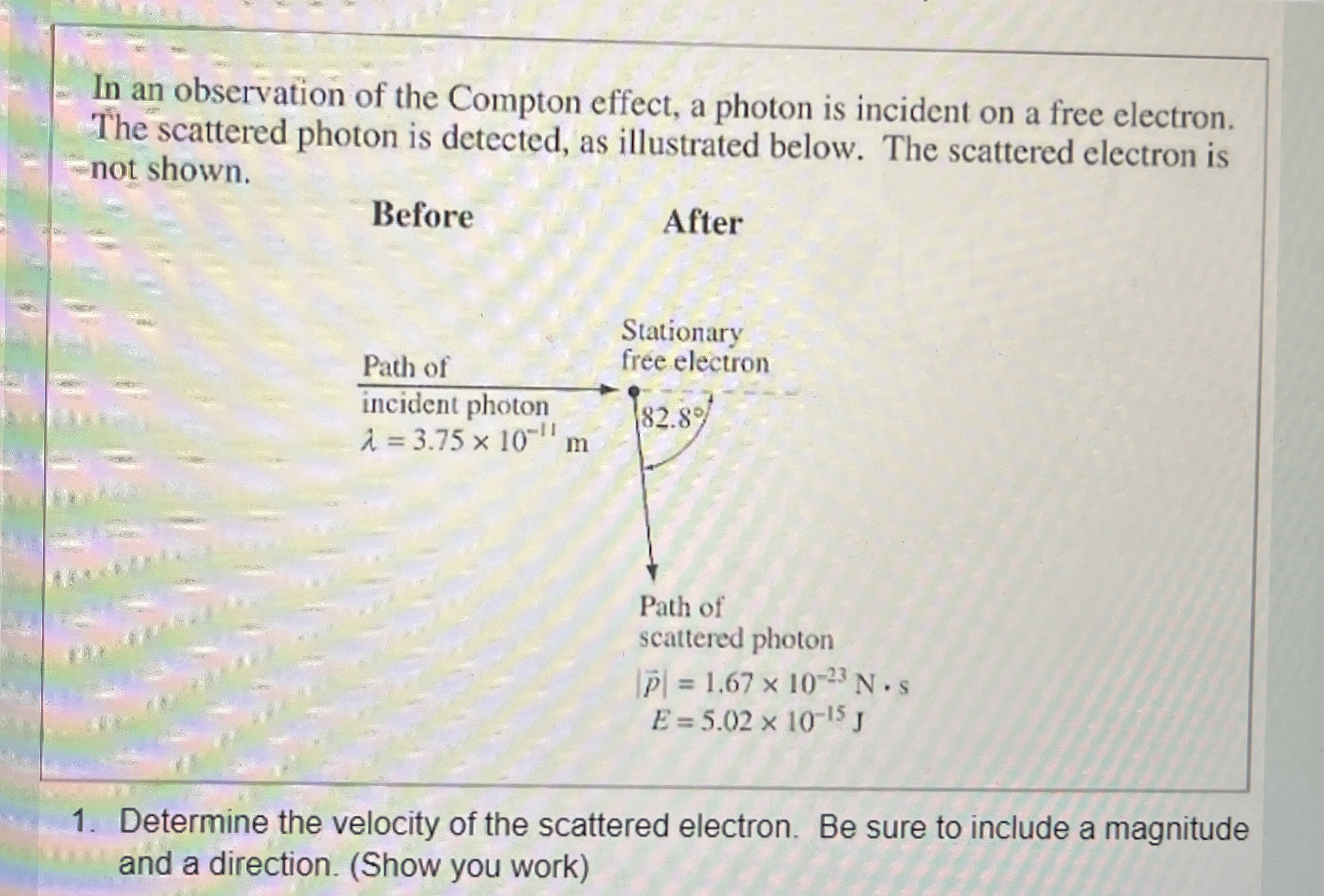 In an observation of the Compton effect, a photon