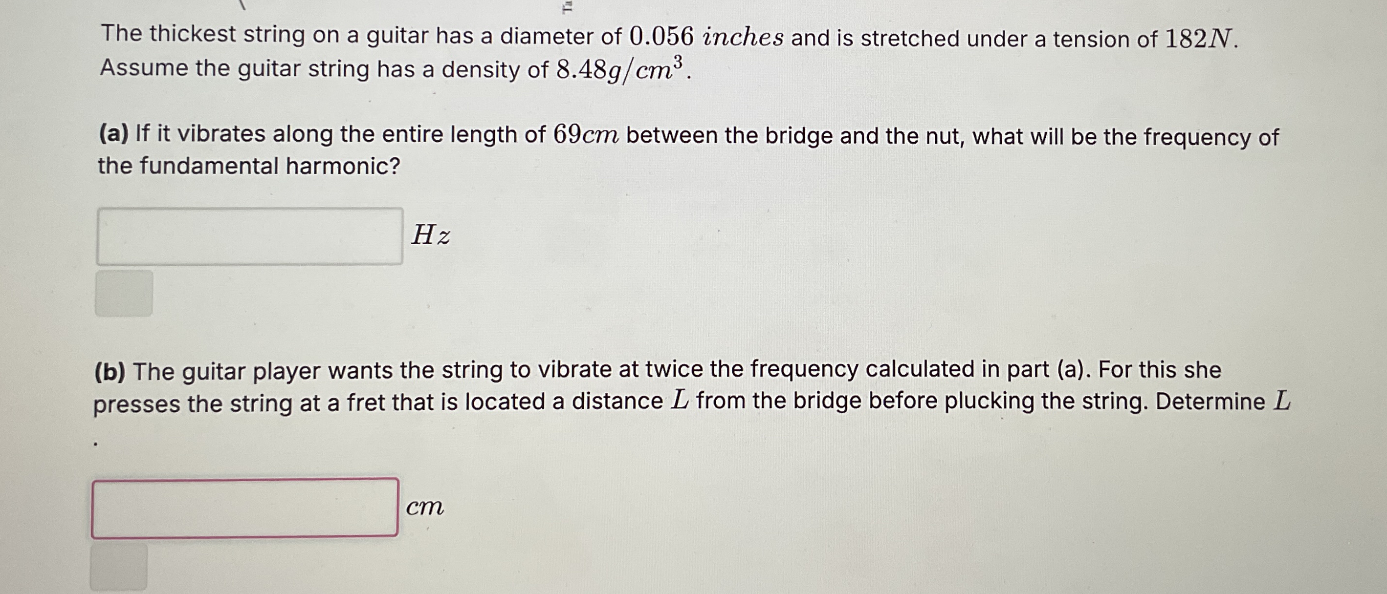 The thickest string on a guitar has a diameter of