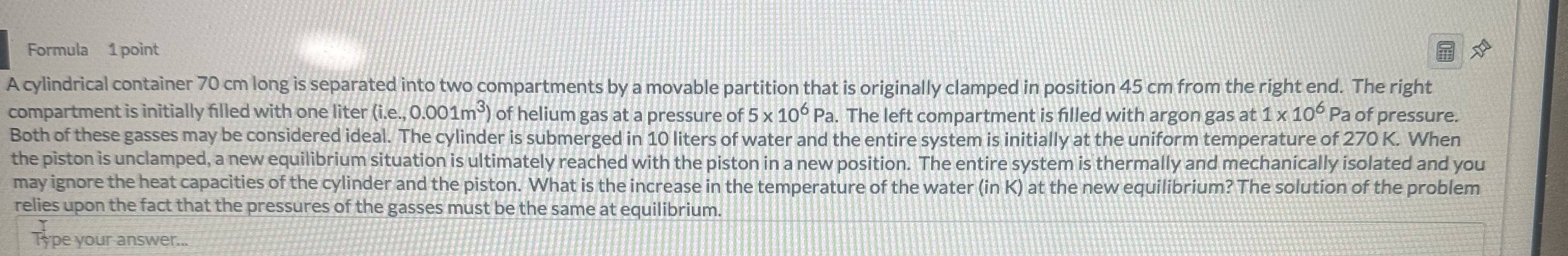 Formula 1 point A cylindrical container 7 0 cm