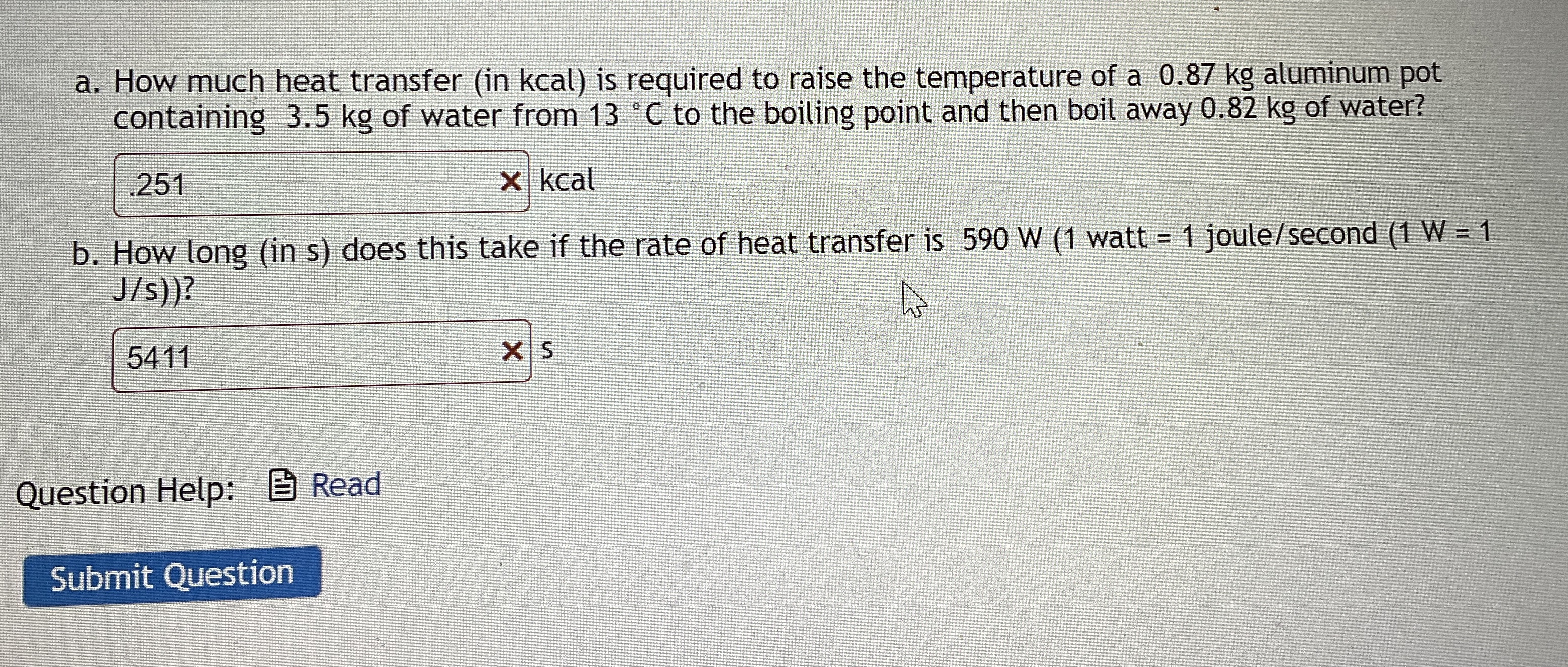 a . How much heat transfer ( in kcal ) is