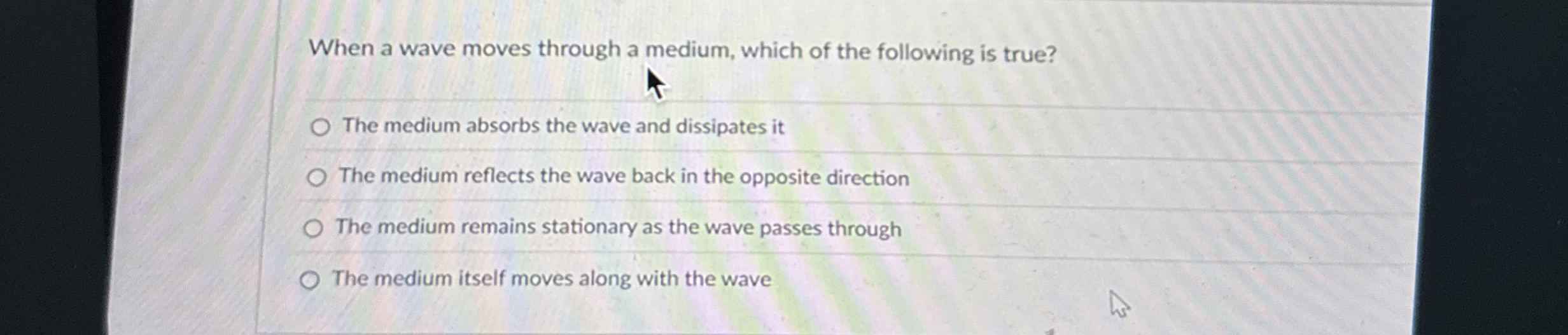 When a wave moves through a medium, which of the