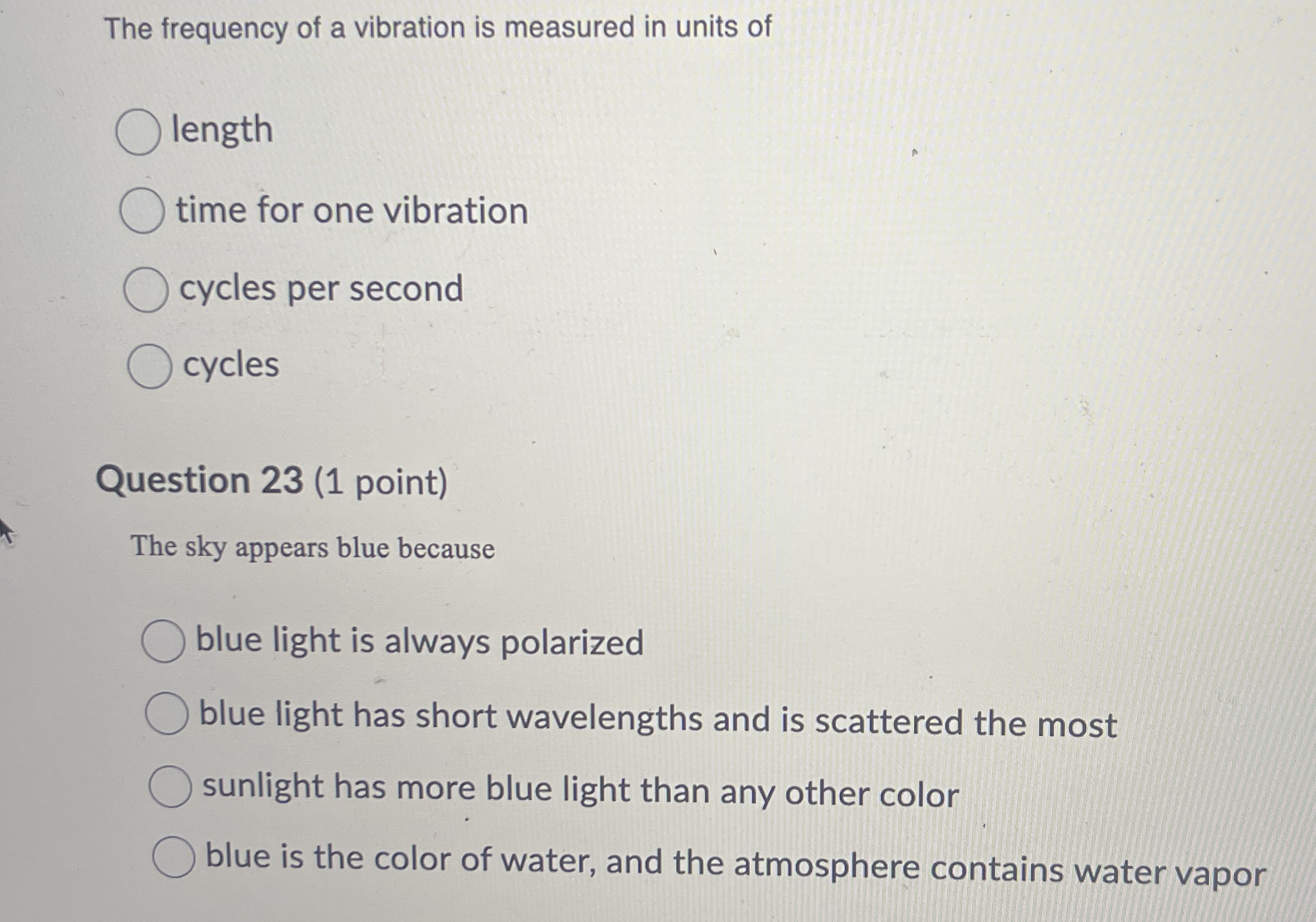 The frequency of a vibration is measured in units