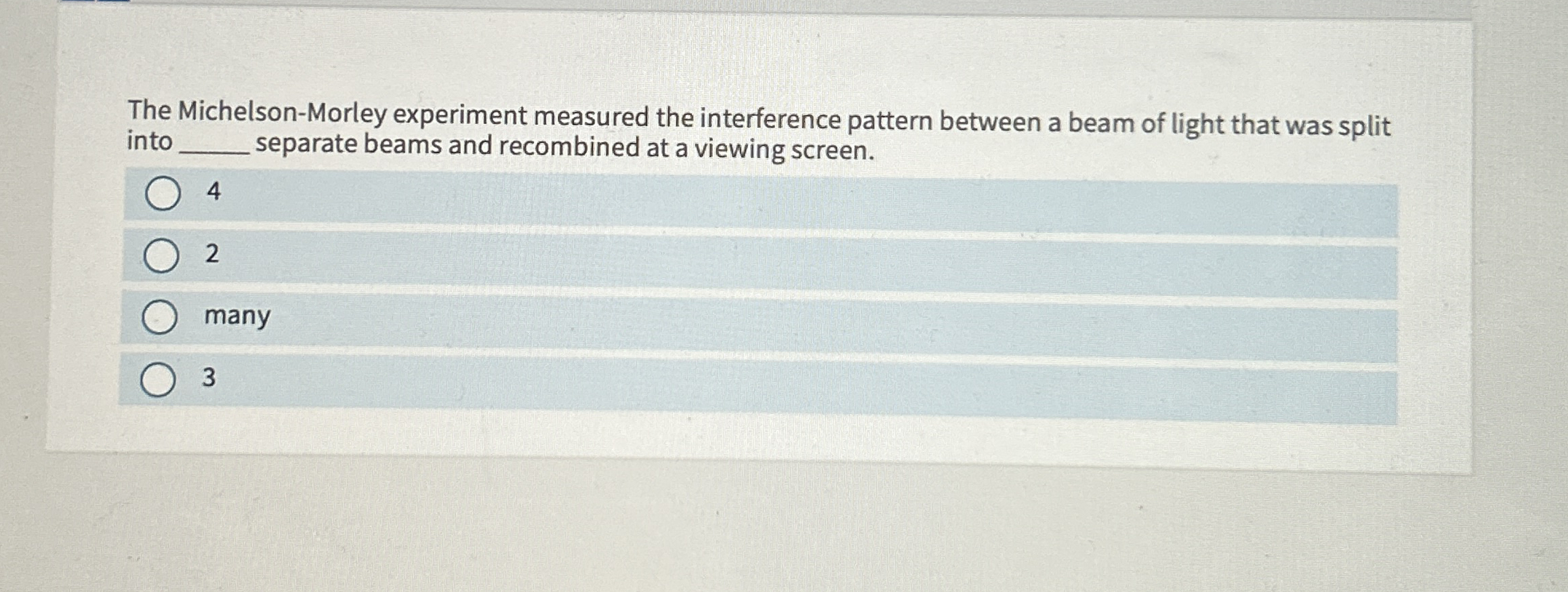 The Michelson - Morley experiment measured the