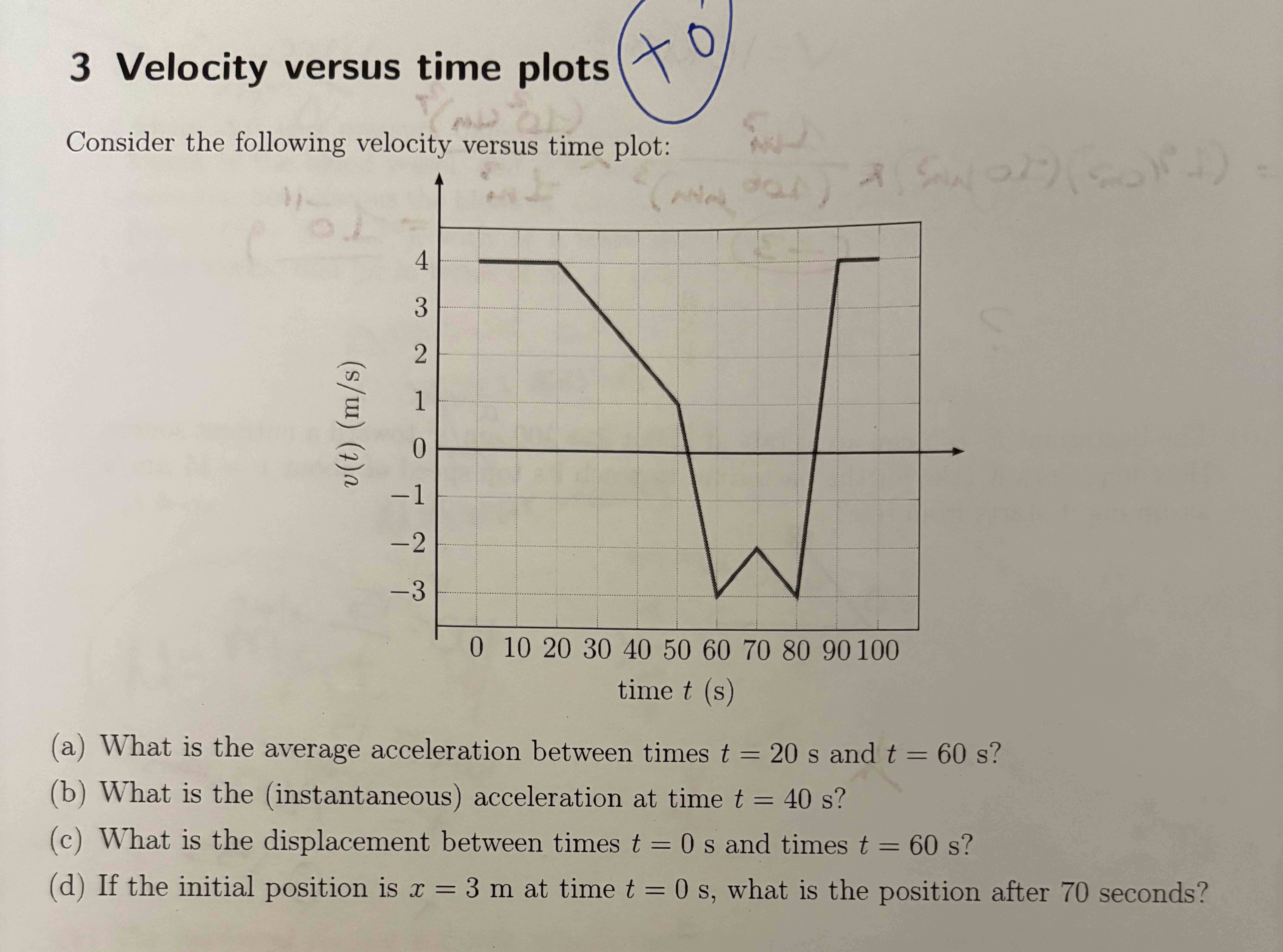 3 Velocity versus time plots Consider the