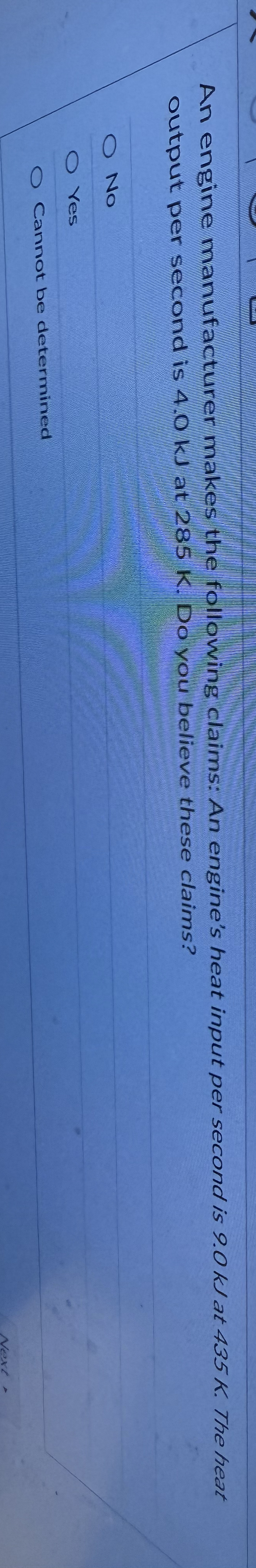 An engine manufacturer makes the following