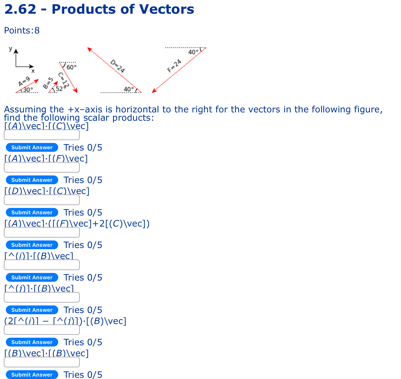 2 . 6 2 - Products of Vectors Points: 8 Assuming