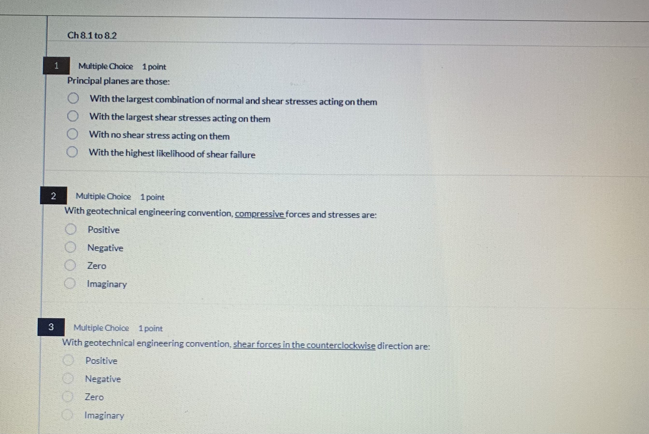 Ch 8 . 1 to 8 . 2 1 Multiple Choice 1 point