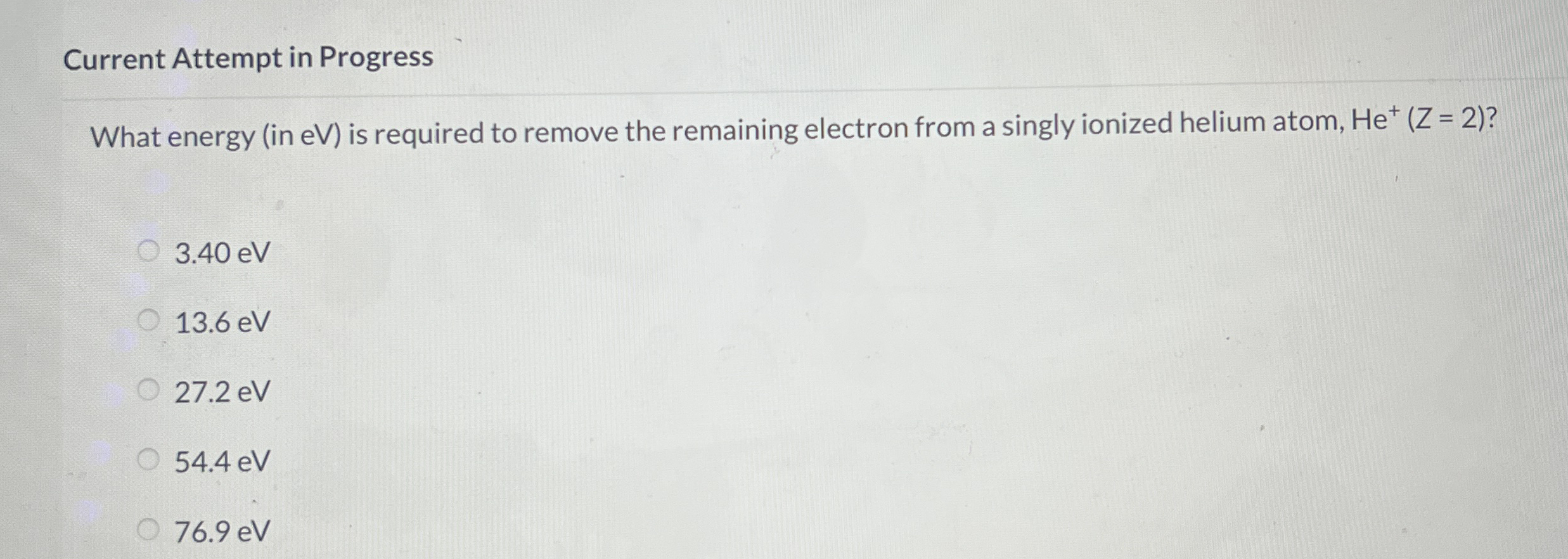 Current Attempt in Progress What energy ( in eV )