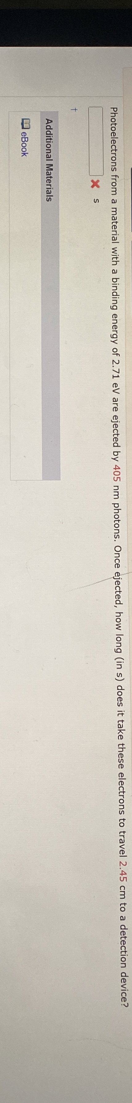 Photoelectrons from a material with a binding